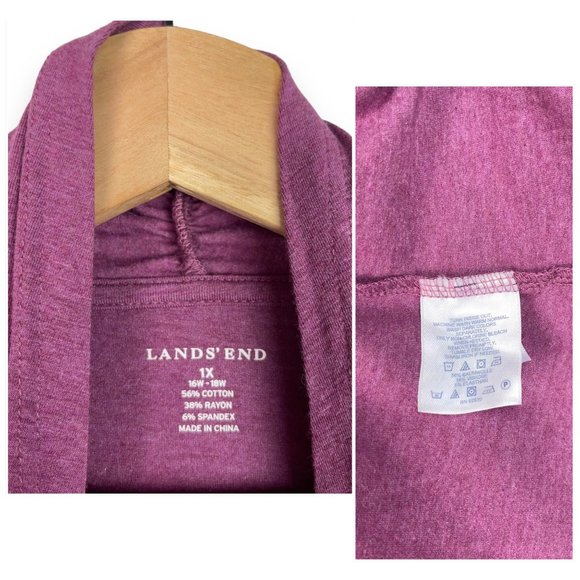Lands’ End Tie Front Cardigan Top in Heather Mauve - Picture 9 of 9